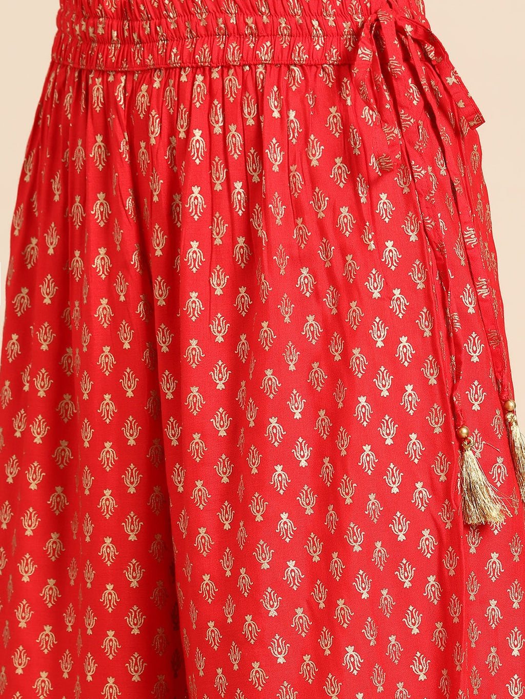 Sangria Women Red Ethnic Motifs Printed Kurta with Palazzos