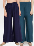 TAG 7 Women Pack of 2 Solid Flared Palazzos