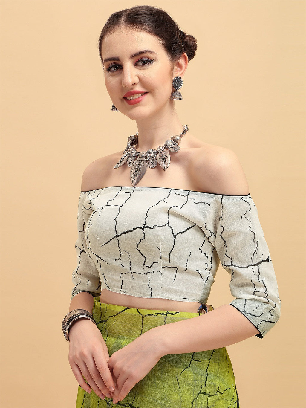 Sangria Lime Green & Grey Tie and Dye Pure Linen Saree - Distacart