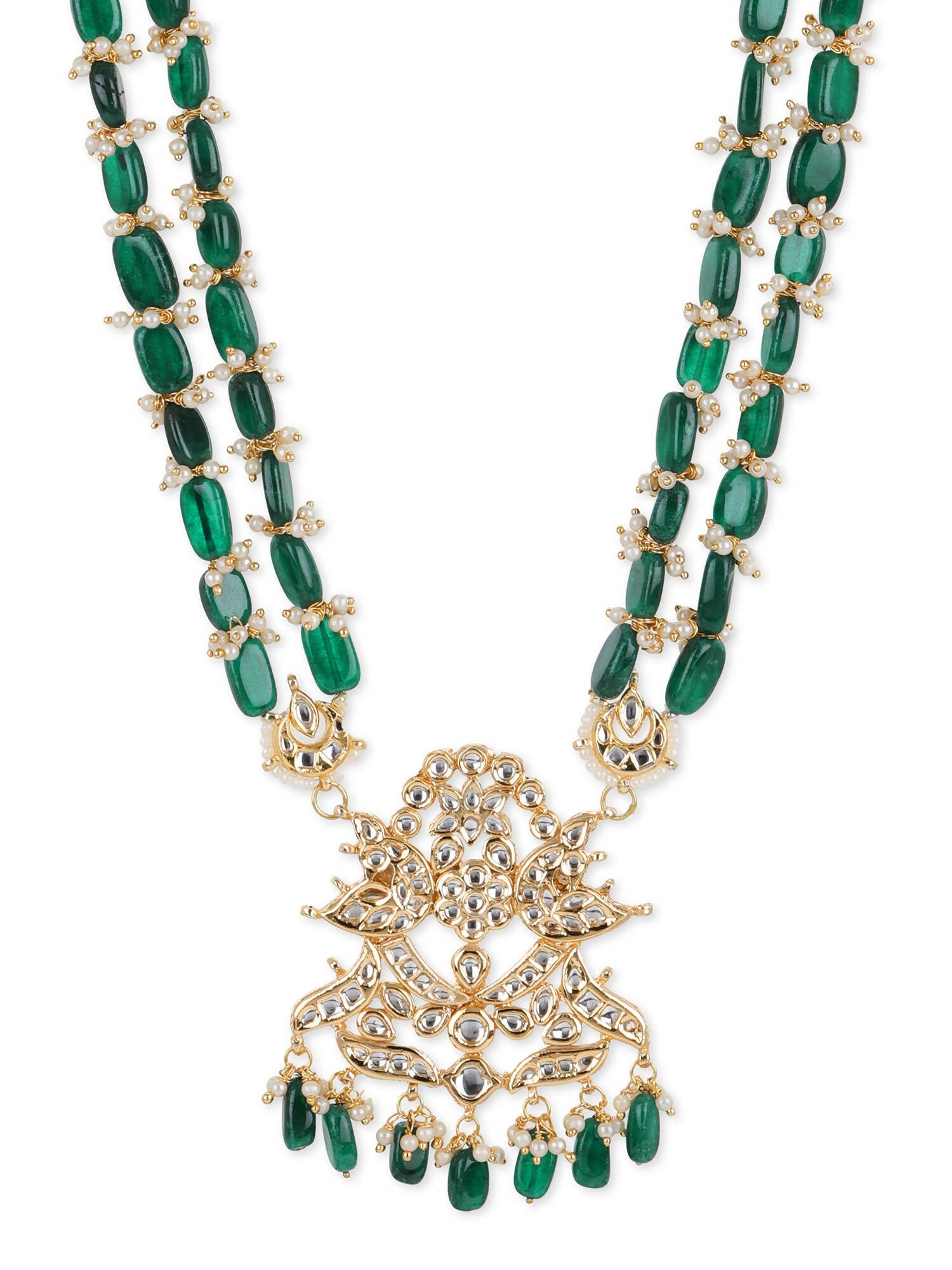 Gold-Toned Green Brass Gold-Plated Necklace - Ruby Raang - Distacart