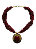 Inhanns Everyday Statement Beaded Pendant Necklace - Maroon