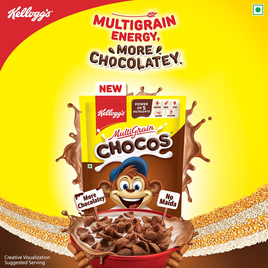 Kellogg's Multigrain Chocos For Kids, Power Of 5 Nutrients Protein, Fibre, Iron, Calcium, Vitamins