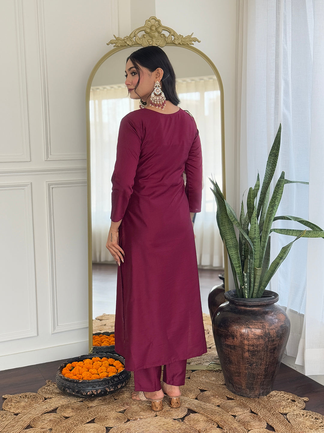 The52 Women's Gorgeous Rayon Embroidery Straight Kurta with Pant And Dupatta Set - Distacart
