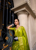 Anaita Parrot Green Silk Tissue Zari Weaving Work Saree With Blouse Piece - Distacart