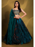 Myra Teal Art Silk Embroidered Designer Lehenga