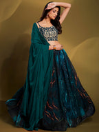 Myra Teal Art Silk Embroidered Designer Lehenga