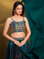 Myra Teal Art Silk Embroidered Designer Lehenga