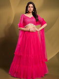 Myra Pink Soft Net Embroidered Designer Lehenga