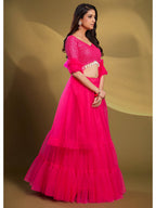 Myra Pink Soft Net Embroidered Designer Lehenga