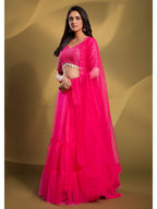 Myra Pink Soft Net Embroidered Designer Lehenga
