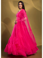 Myra Pink Soft Net Embroidered Designer Lehenga