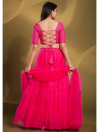 Myra Pink Soft Net Embroidered Designer Lehenga