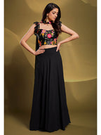 Myra Black Georgette Embroidered Designer Lehenga