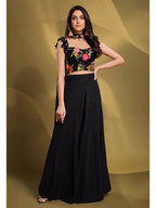 Myra Black Georgette Embroidered Designer Lehenga