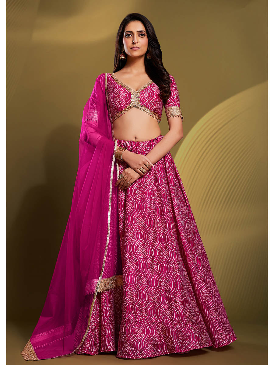 Myra Pink Crepe Embroidered Designer Lehenga