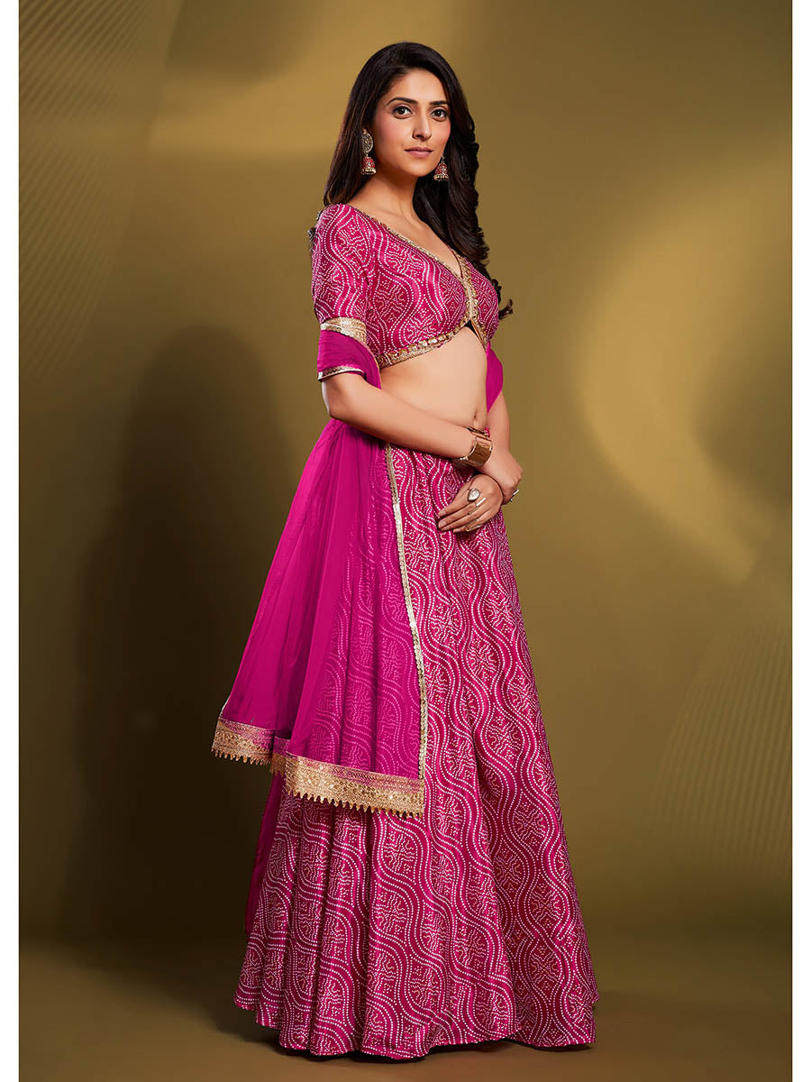 Myra Pink Crepe Embroidered Designer Lehenga