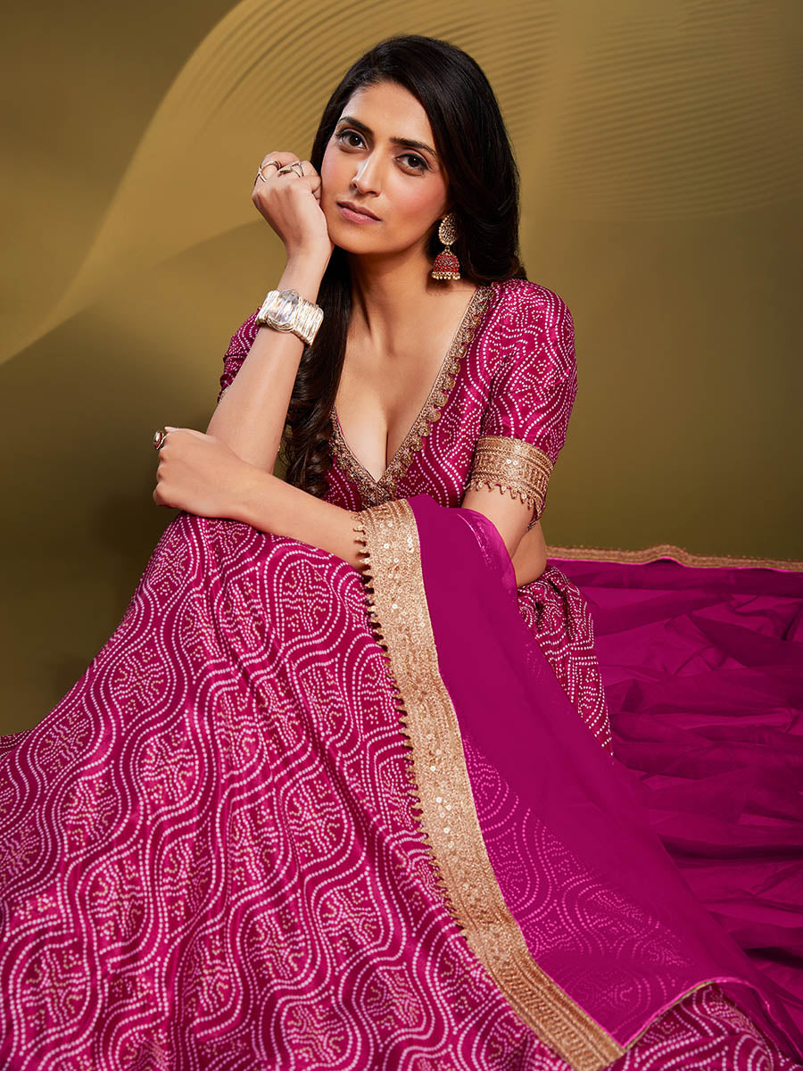 Myra Pink Crepe Embroidered Designer Lehenga