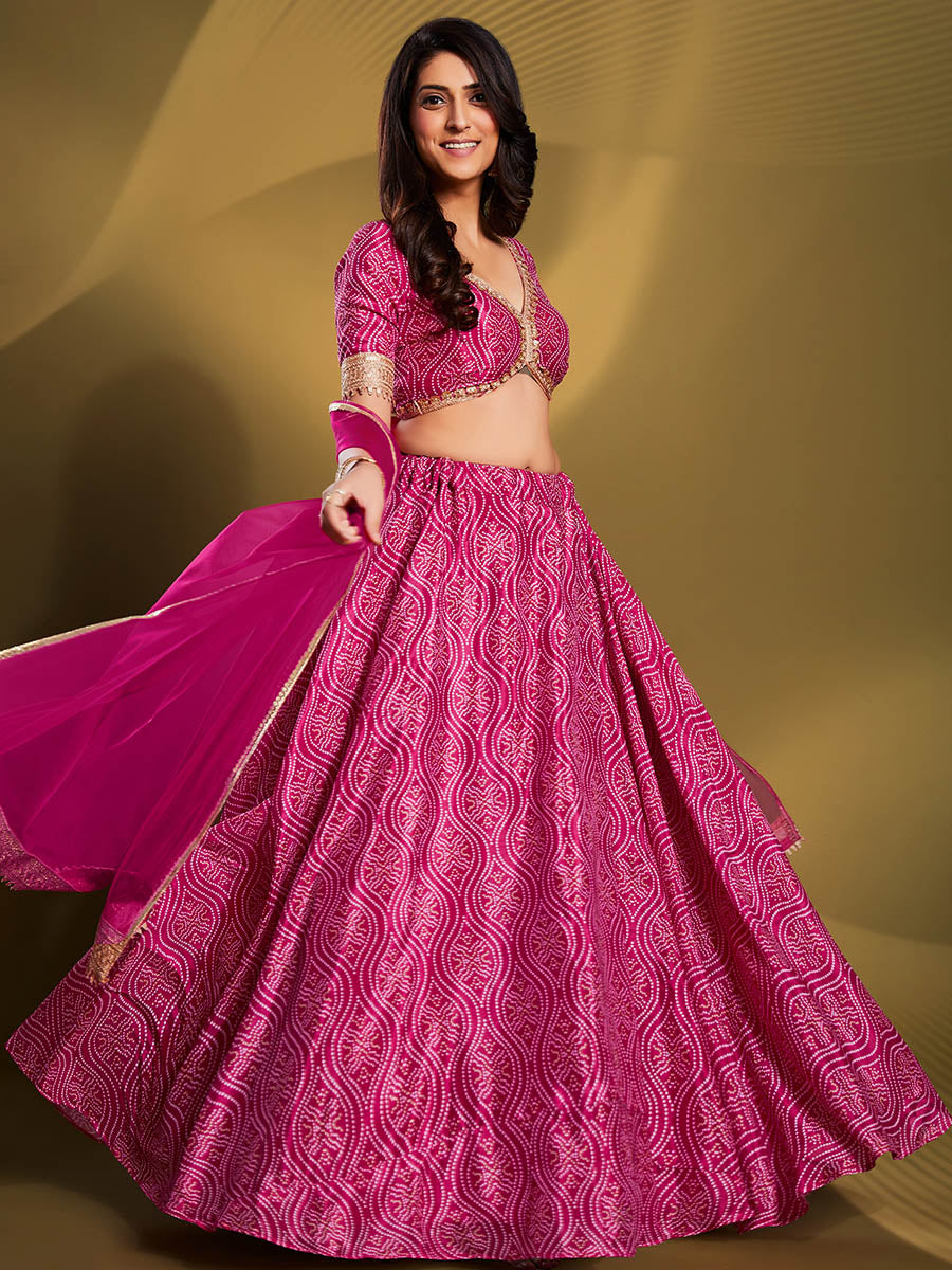 Myra Pink Crepe Embroidered Designer Lehenga