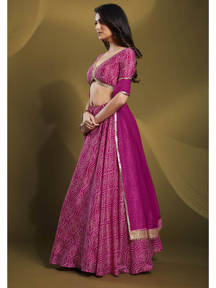 Myra Pink Crepe Embroidered Designer Lehenga