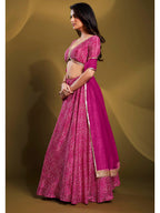 Myra Pink Crepe Embroidered Designer Lehenga