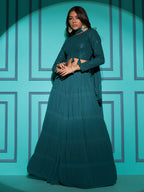 Myra Pista Green Georgette Embroidered Designer Lehenga