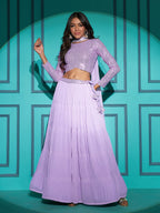 Myra Lovender Georgette Embroidered Designer Lehenga