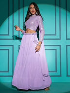 Myra Lovender Georgette Embroidered Designer Lehenga