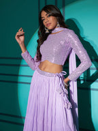 Myra Lovender Georgette Embroidered Designer Lehenga