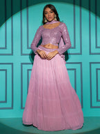 Myra Dusty Pink Georgette Embroidered Designer Lehenga