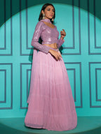 Myra Dusty Pink Georgette Embroidered Designer Lehenga