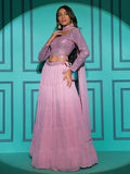 Myra Dusty Pink Georgette Embroidered Designer Lehenga