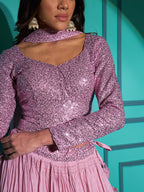 Myra Dusty Pink Georgette Embroidered Designer Lehenga
