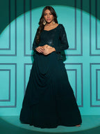 Myra Green Georgette Embroidered Designer Lehenga