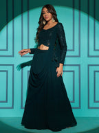 Myra Green Georgette Embroidered Designer Lehenga