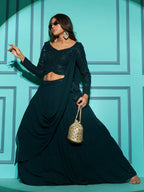 Myra Green Georgette Embroidered Designer Lehenga