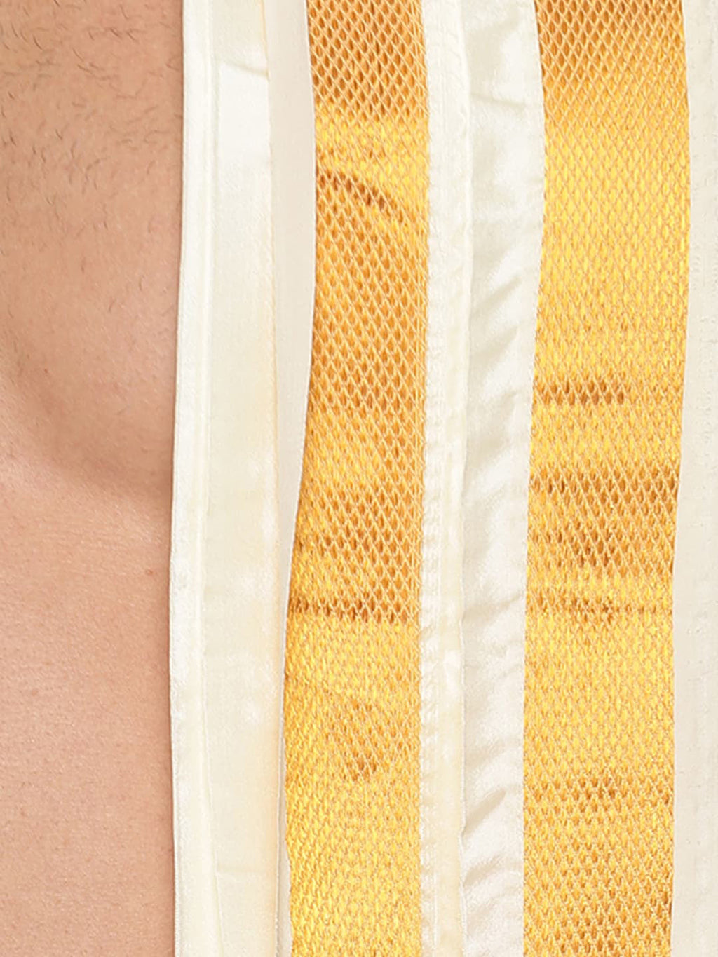 Sethukrishna Men Cream and Gold-Toned Solid Dhoti With Angavastram - Distacart