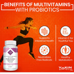Vokin Biotech Multivitamin with Probiotics, With Vitamin C, Vitamin B, Vitamin D, Zinc, Supports Immunity and Gut health, For (Multivitamin For Women)