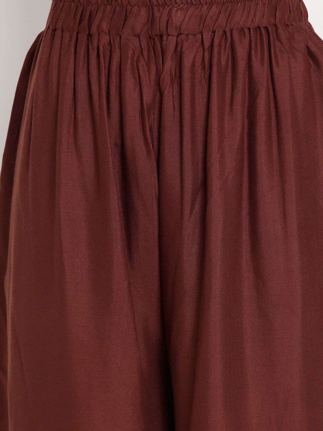 TAG 7 Women Brown Solid Straight Palazzos