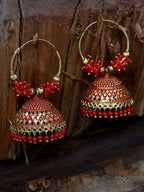Gold-Plated Alloy Hoop And Jhumki Earrings - The Pari - Distacart
