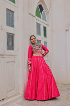 Lorenvalley Fashion Pink Roman Silk with Attractive Gota-Patti Lace Lehenga Choli