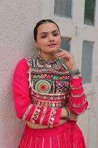 Lorenvalley Fashion Pink Roman Silk with Attractive Gota-Patti Lace Lehenga Choli