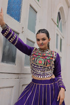 Lorenvalley Fashion Purple Roman Silk with Attractive Gota-Patti Lace Lehenga Choli