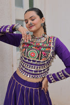 Lorenvalley Fashion Purple Roman Silk with Attractive Gota-Patti Lace Lehenga Choli