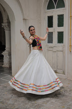 Lorenvalley Fashion White Roman Silk with Attractive Gota-Patti Lace Lehenga Choli