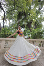 Lorenvalley Fashion White Roman Silk with Attractive Gota-Patti Lace Lehenga Choli