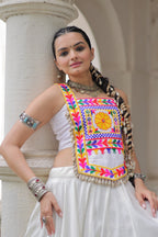 Lorenvalley Fashion White Roman Silk with Attractive Gota-Patti Lace Lehenga Choli
