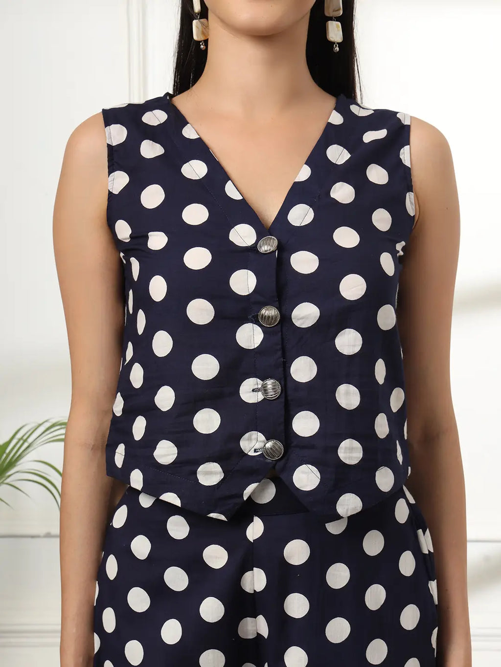 Yufta Blue Cotton Polka Top