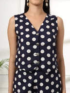 Yufta Blue Cotton Polka Top