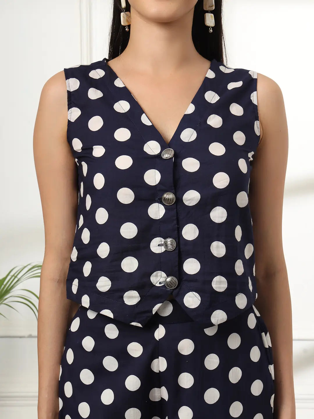 Yufta Blue Cotton Polka Top