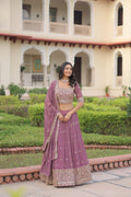 Lorenvalley Fashion Onion Pink Faux Georgette With Sequins & Zari Multi Embroidered work Lehenga Choli with Dupatta - Distacart